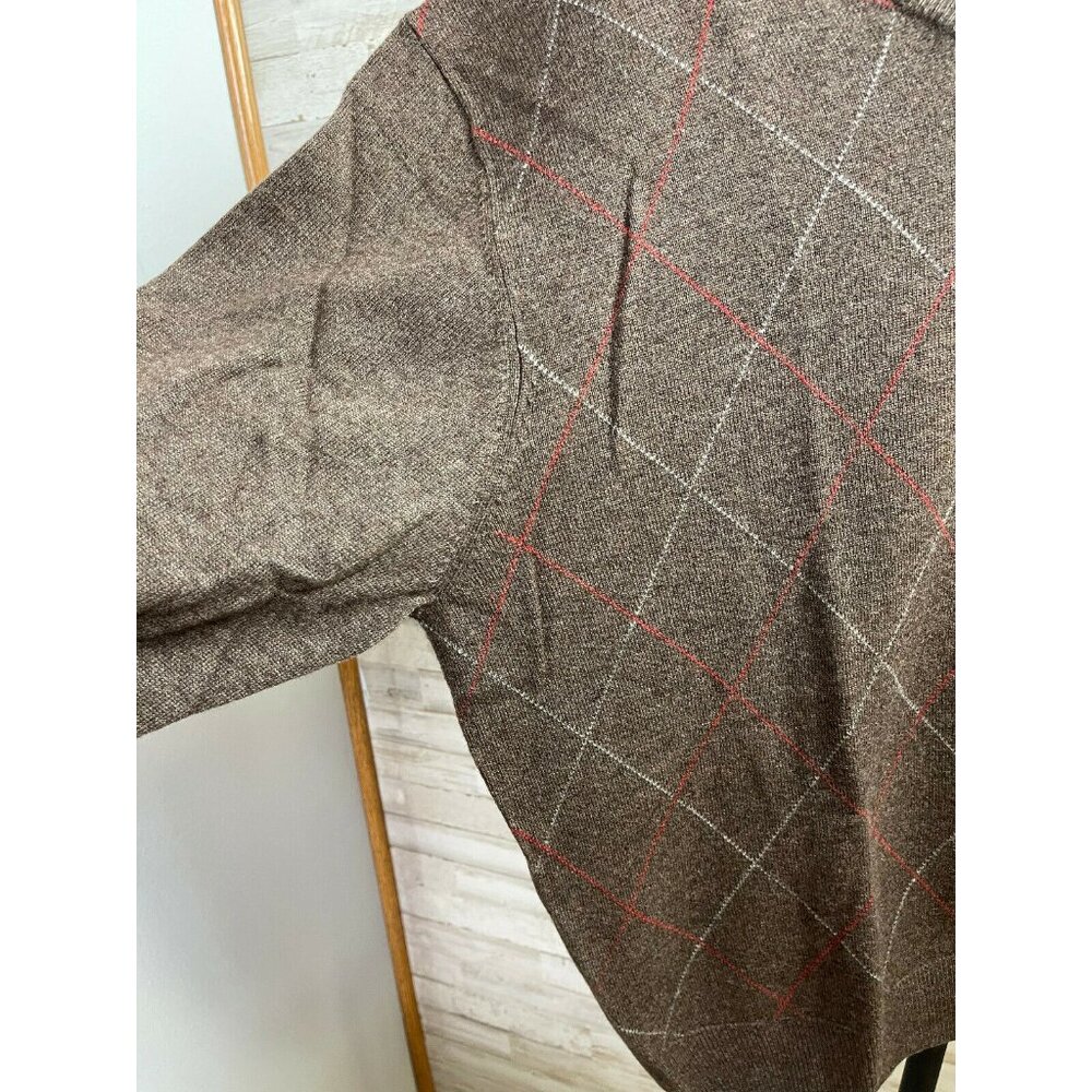 Jos. A. Bank Men's Argyle V-Neck Sweater L Brown 80% Lambs Wool 20% Nylon - Picture 4 of 6